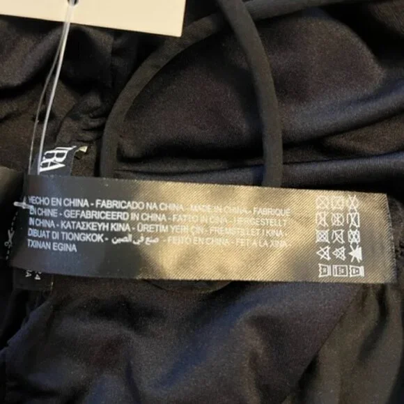 ZARA Fashion Maxi Ruffle V Neck Black Swimsuit Size S Bloggers Fave Holiday NWT - Picture 11 of 12